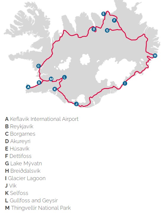 Amerikaspesialisten, nordmannsreiser, cruisereiser, Rundreise på Island
